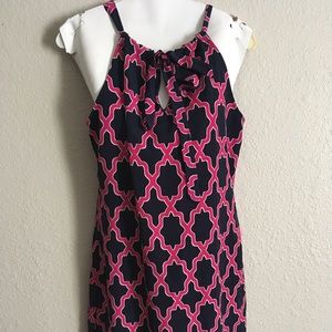 Crown & Ivy navy and fuchsia halter dress, M